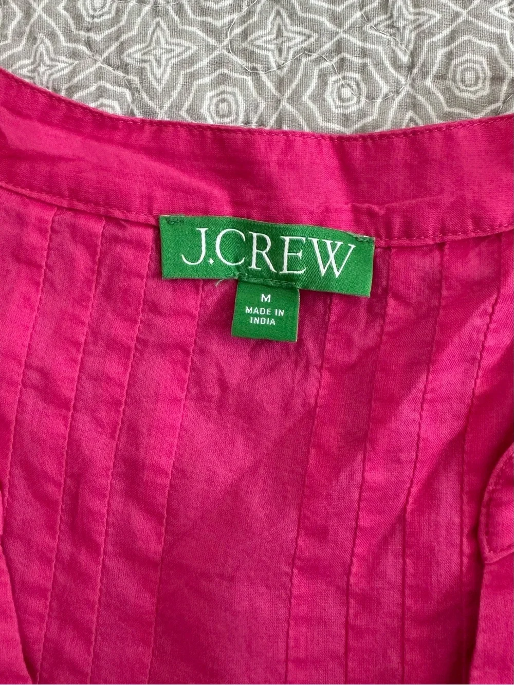 J. CREW Bright Pink Button Front Tiered Mini Dress Airy Cover-up Summer Size M